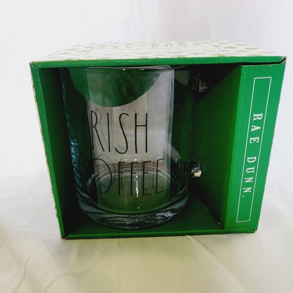 Rae Dunn Irish Coffee St Patricks Day Clear Glass 18 Ounce Coffee Mug Cup - Picture 3 of 6